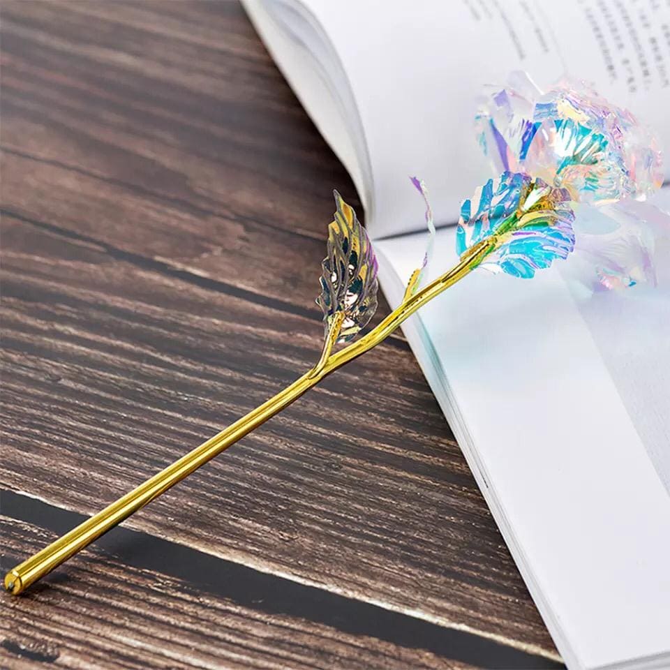24K Almunium Foil Plated Gold Rose, Glided Gold Crystal Artificial Rose, Plastic Colorful Rose With Love Shape Base for Valentine's Day 24K Almunium Foil Plated Gold Rose, Glided Gold Crystal Artificial Rose, Plastic Colorful Rose With Love Shape Base for Valentine's Day